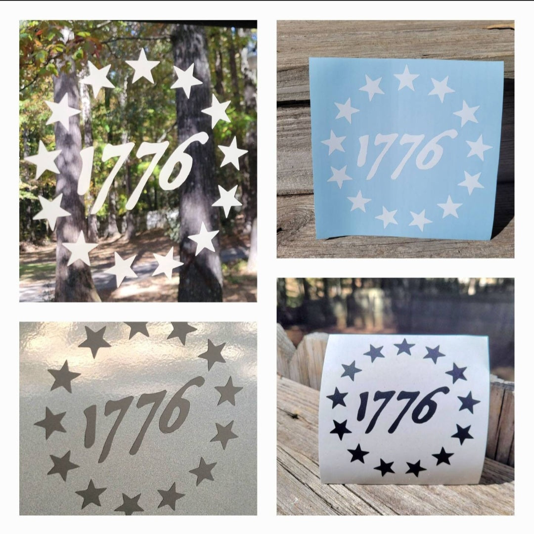 Betsy Ross 1776 Vinyl Decal for Car, Truck, Window, Hood, Door, Cup, Laptop and Bumper