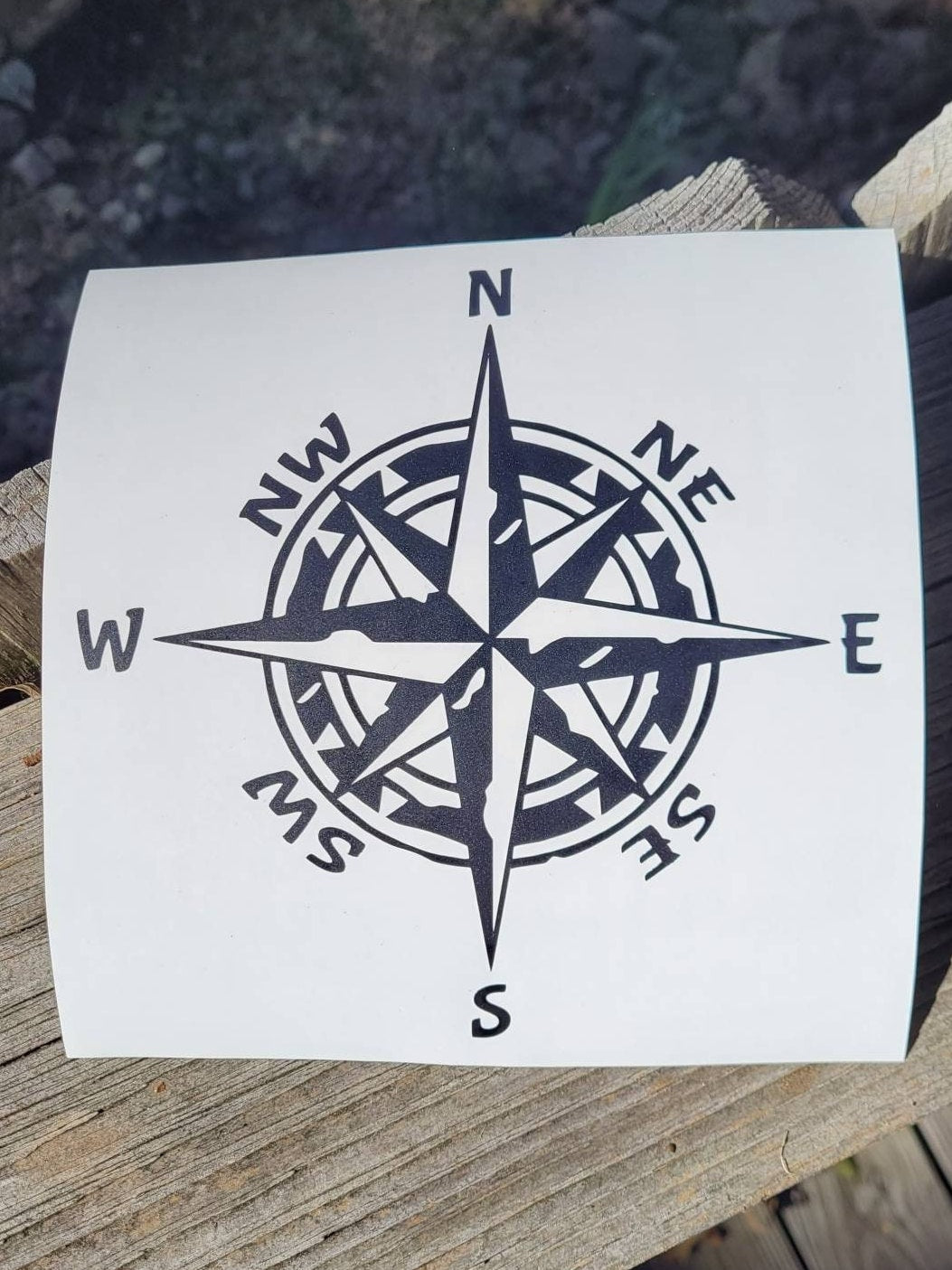 Distressed Compass Vinyl Decal | Nautical Car, Truck, Laptop Sticker