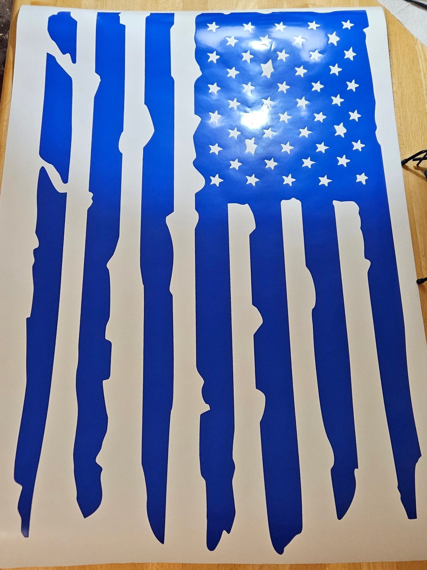 Distressed American Flag Hood Vinyl Decal Sticker available in Multiple Colors and Sizes