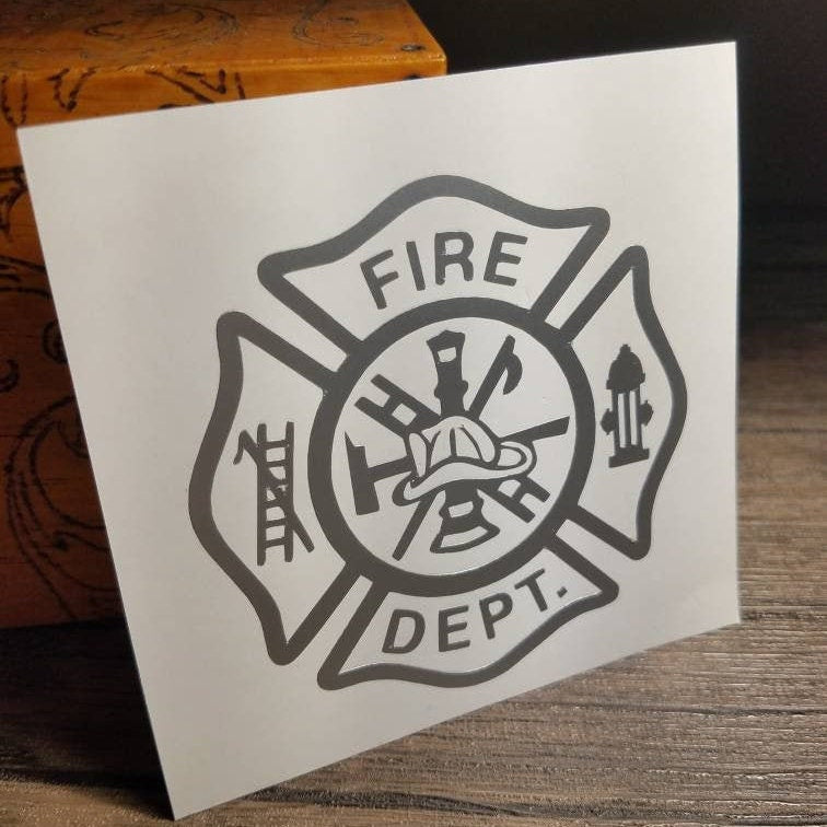 Fire Department Window Vinyl Decal Sticker | Firefighter Decals Stickers | Fire Truck Decal | Volunteer Firefighter | Firefighter Wife V2
