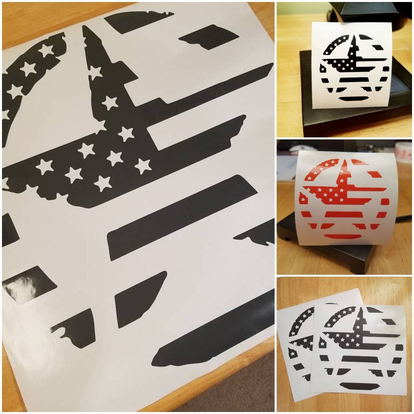 Distressed Star Vinyl Sticker Decal with US Flag for car and truck, hood, door, fender, window | American Flag Star | Single Decal or Set