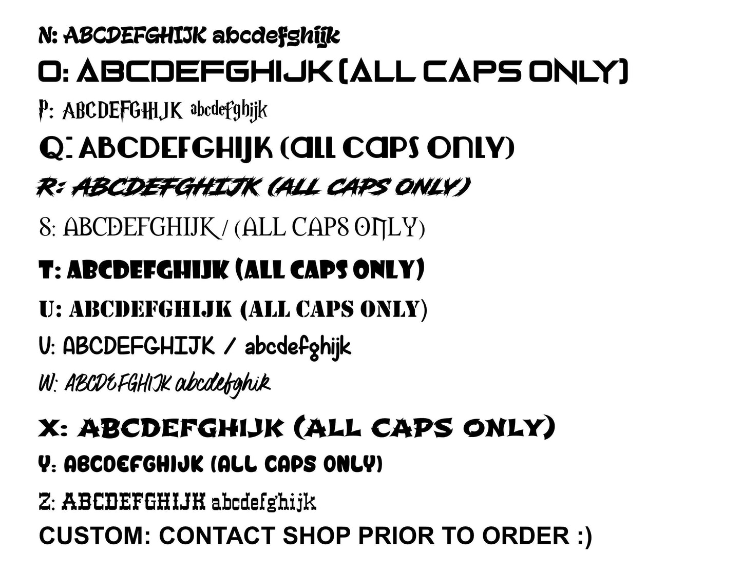 Custom Vinyl Hood Decal Sticker Set | Custom Fender Decal Sticker Set | Choose your font, color and size.