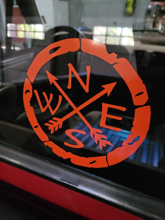 Distressed Compass Vinyl Decal Sticker for Car, Window, Hood, Fender, Fuel Gas Door, Cup, RV, Overlanding, Camper, Camping and Off Roading