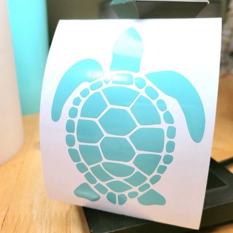Sea Turtle Vinyl Decal Sticker for car RV camper van cup laptop. Easy DIY apply to hood, window, glass, door, fender and more.