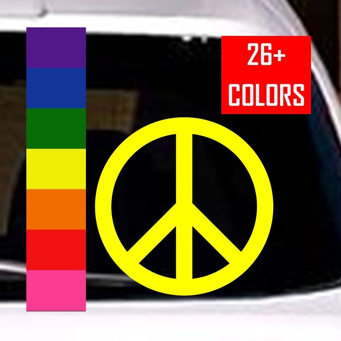 Peace Symbol Vinyl Decal Sticker for Car, Van, Truck, Laptop, Window, RV, Camper. Many colors to select and sizes from small to very large.