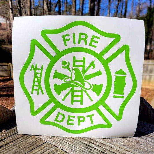 Fire Department Window Vinyl Decal Sticker | Firefighter Decals Stickers | Fire Truck Decal | Volunteer Firefighter | Firefighter Wife V1