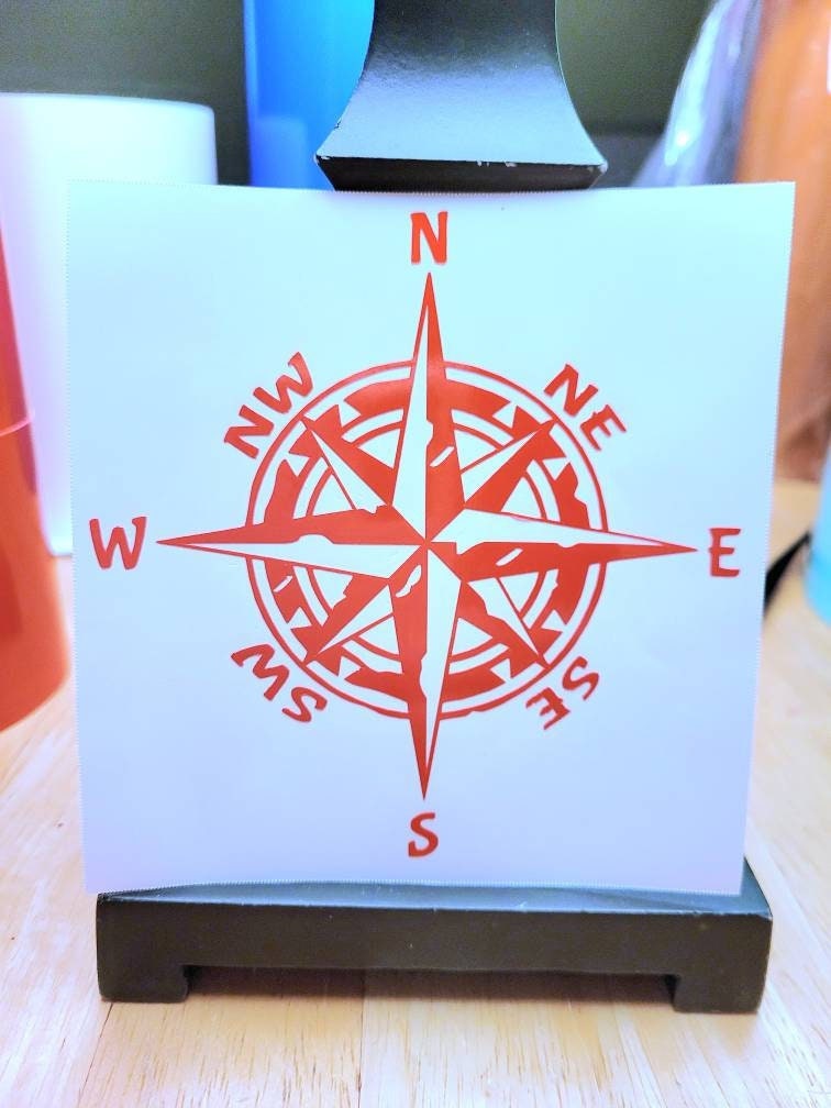 Rustic Distressed Compass Vinyl Decal Sticker for Car Truck Cup Laptop | Nautical Compass Decal | Hiking Overlanding Adventure Decal Sticker