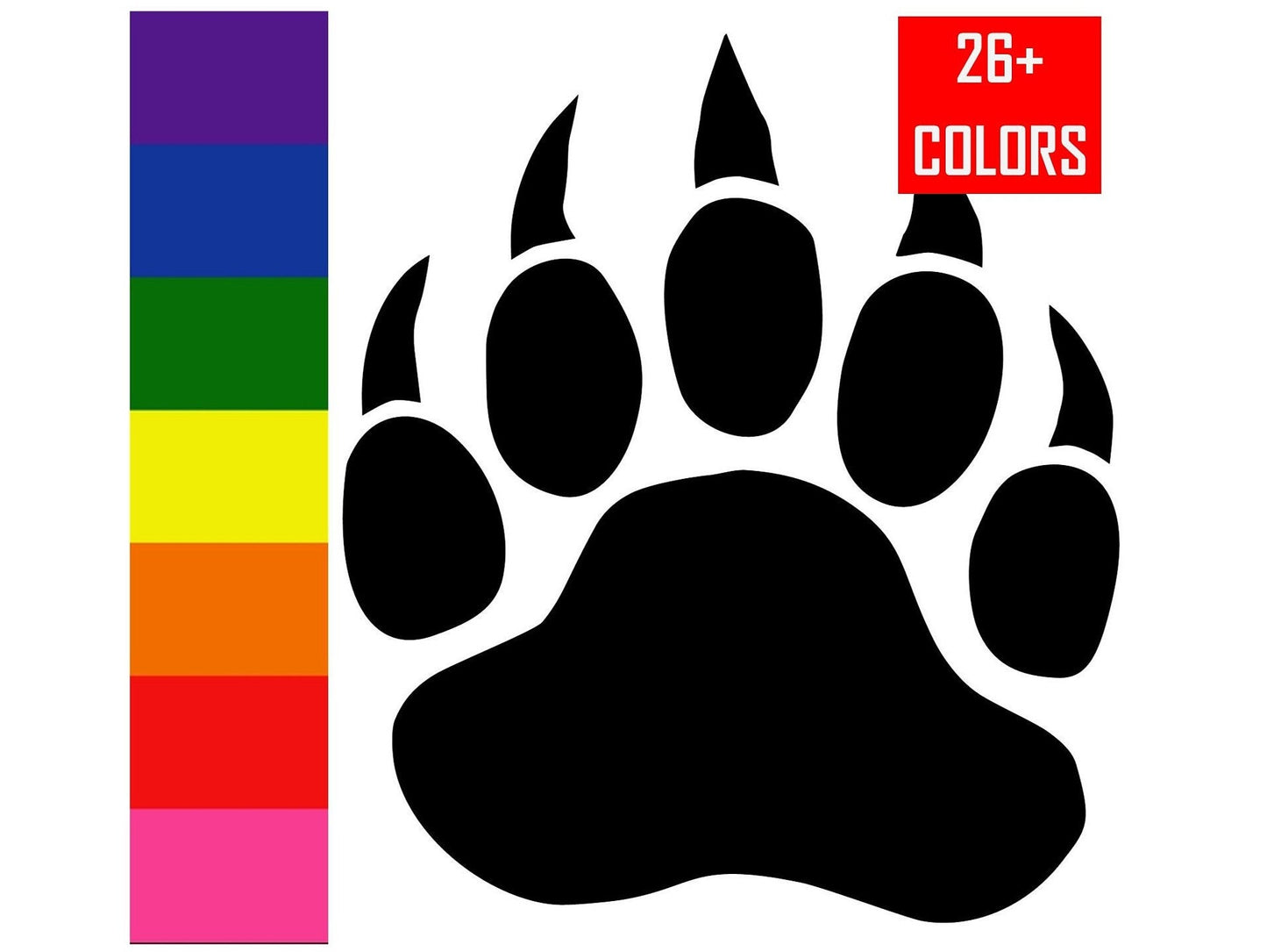 Grizzly Bear Paw Print Vinyl Decal Sticker for car, truck, window, hood, door, fender, cup, laptop | Available in multiple colors and sizes