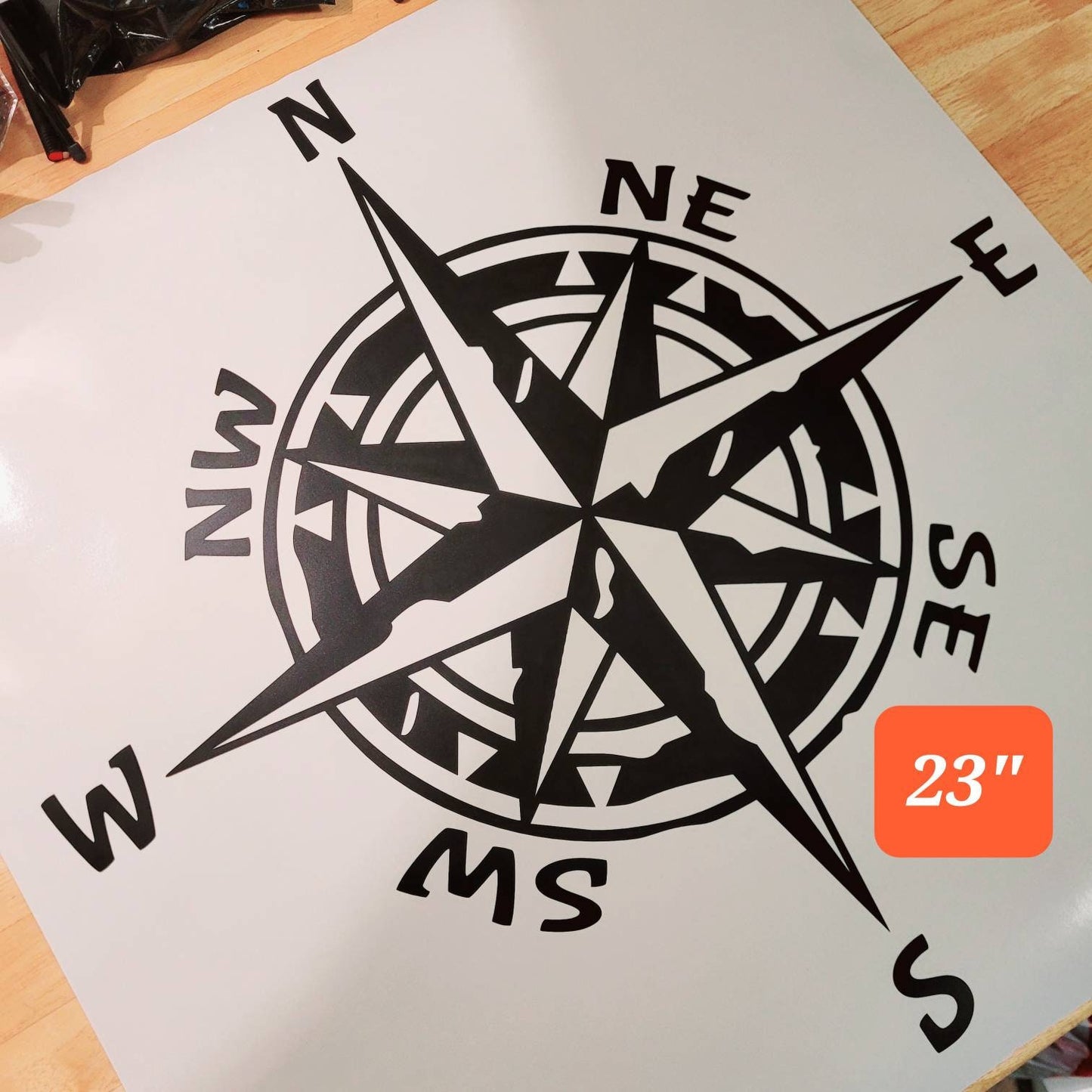 Rustic Distressed Compass Vinyl Decal Sticker for Car Truck Cup Laptop | Nautical Compass Decal | Hiking Overlanding Adventure Decal Sticker