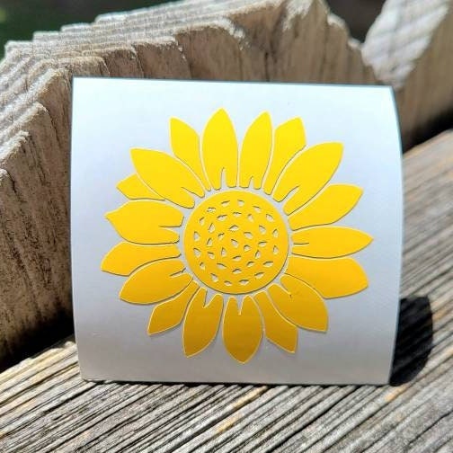 Sunflower Vinyl Decal Sticker for car, truck, hood, window, fuel gas door, fender, cup or laptop available in multiple colors and sizes