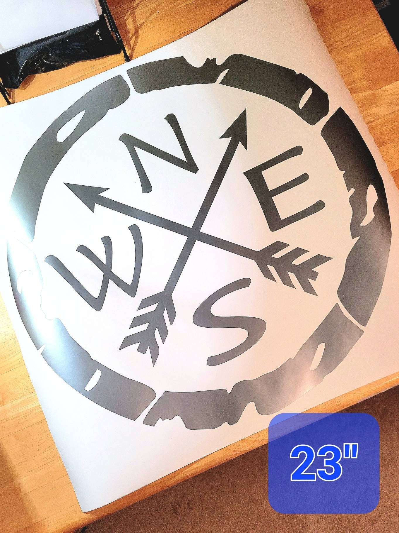 Distressed Compass Vinyl Decal Sticker for Car, Window, Hood, Fender, Fuel Gas Door, Cup, RV, Overlanding, Camper, Camping and Off Roading