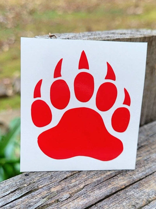 Grizzly Bear Paw Print Vinyl Decal Sticker for car, truck, window, hood, door, fender, cup, laptop | Available in multiple colors and sizes