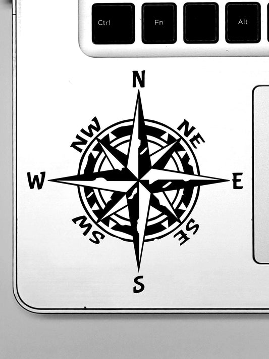 Rustic Distressed Compass Vinyl Decal Sticker for Car Truck Cup Laptop | Nautical Compass Decal | Hiking Overlanding Adventure Decal Sticker