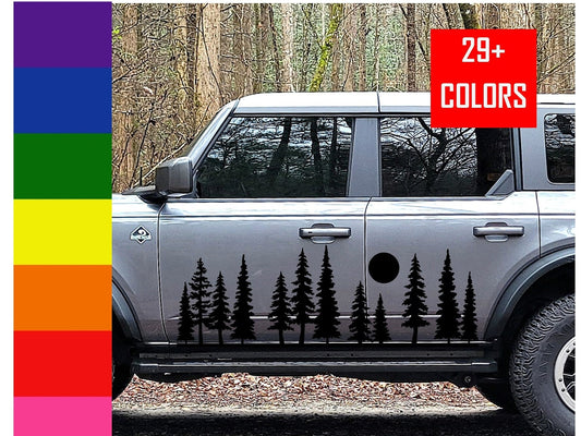 Trees Forest Side Graphic Vinyl Decal Sticker for your Car, Truck, RV, Camper, Window or Trailer available in multiple colors and sizes.