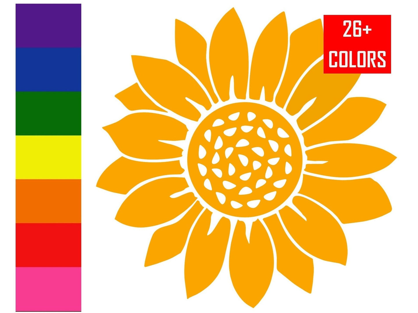 Sunflower Vinyl Decal Sticker for car, truck, hood, window, fuel gas door, fender, cup or laptop available in multiple colors and sizes