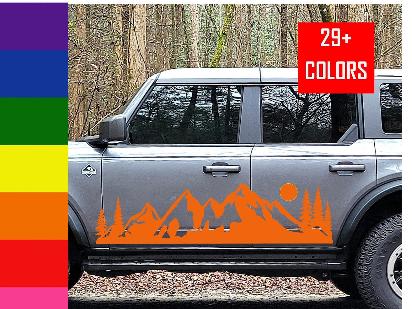Mountains and Trees Graphics Vinyl Decal for Car, Truck, RV, Camper | Single Decal or Set available in multiple colors and sizes