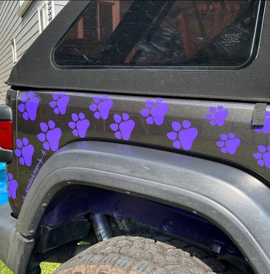 Paw Print Vinyl Decal Sticker for car, truck, window, hood, door, fender, cup, pet bowl and laptop