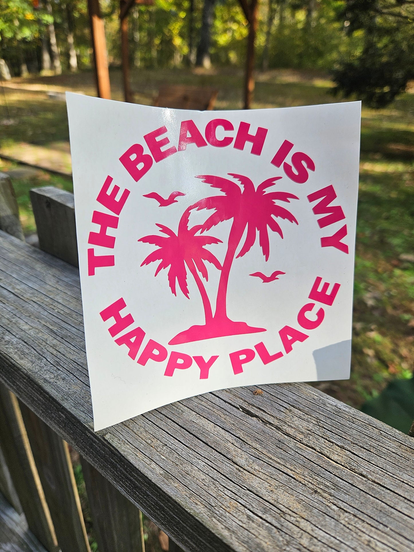 The Beach is My Happy Place Vinyl Sticker Decal for Car Truck Cup Laptop RV and Camper. Ocean Decal Sticker. 30 colors and many sizes.
