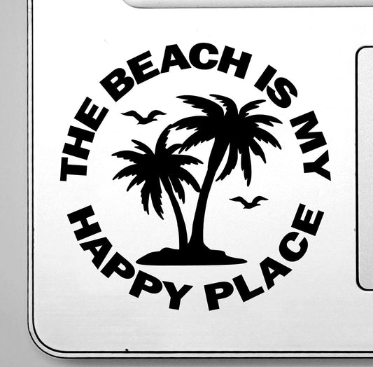 The Beach is My Happy Place Vinyl Sticker Decal for Car Truck Cup Laptop RV and Camper. Ocean Decal Sticker. 30 colors and many sizes.