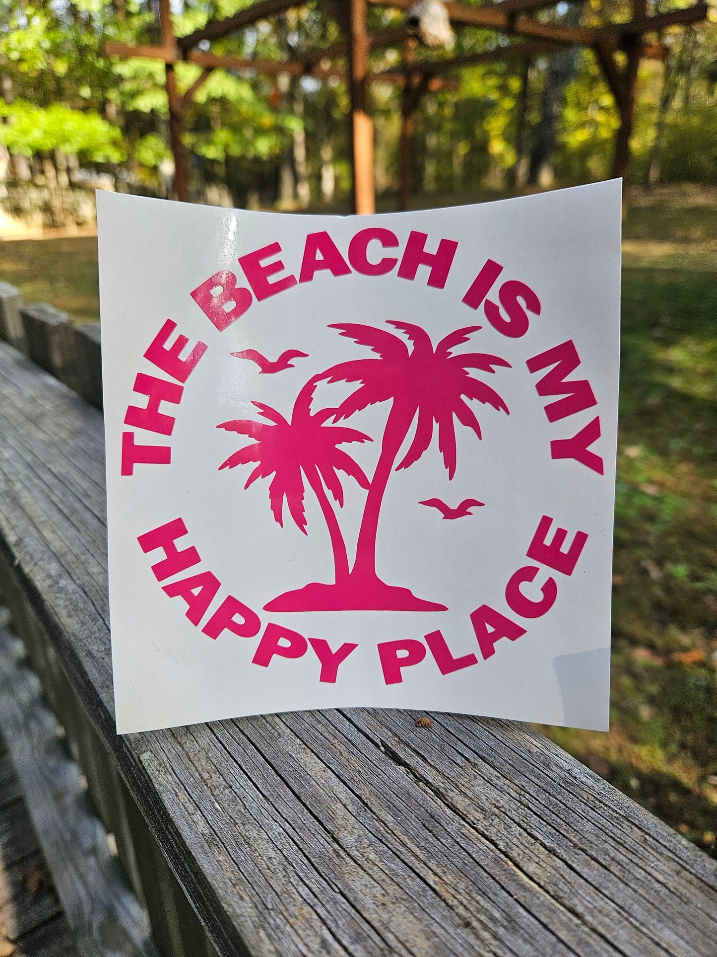 The Beach is My Happy Place Vinyl Sticker Decal for Car Truck Cup Laptop RV and Camper. Ocean Decal Sticker. 30 colors and many sizes.