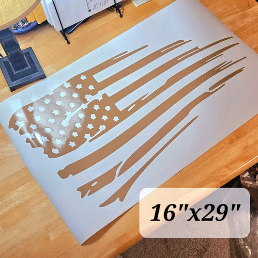 Large Distressed American Flag Vinyl Sticker Decal for Car, Truck, RV, Camper, Trailer. Single decal or Set in many colors and sizes.