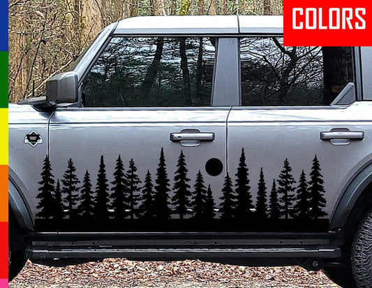 Trees Forest Side Graphic Vinyl Decal Sticker for your Car, Truck, RV, Camper, Window or Trailer. Multiple colors and sizes.