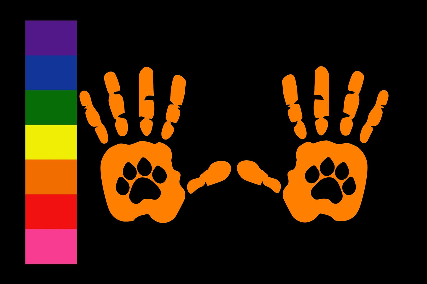 Hand Wave Vinyl Decal with Paw Print
