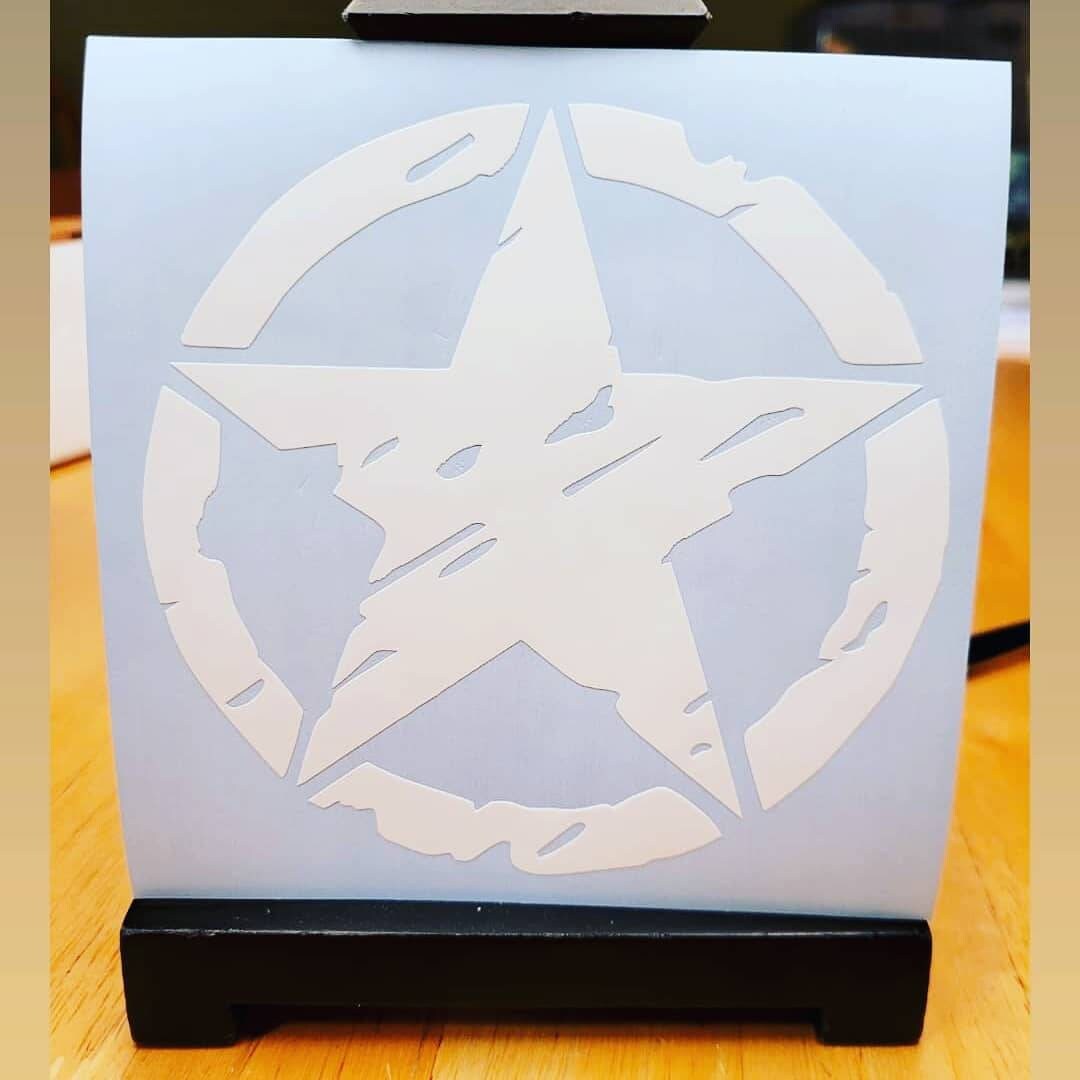 Distressed Star Vinyl Decal: Fuel Door, Car Accessory