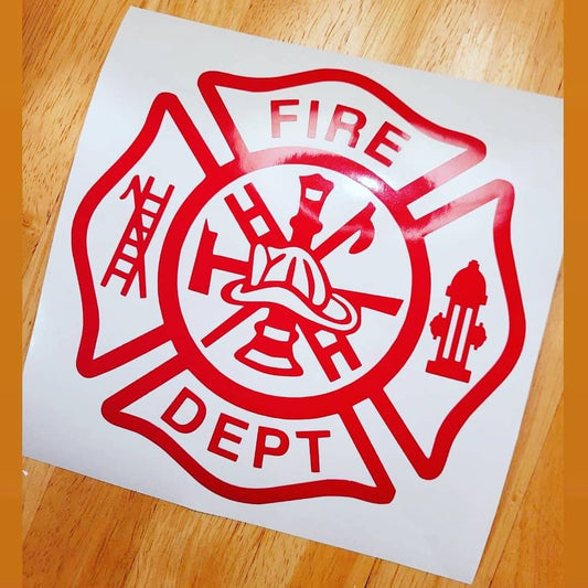 Fire Department Maltese Cross Vinyl Decal | Firefighter Gift