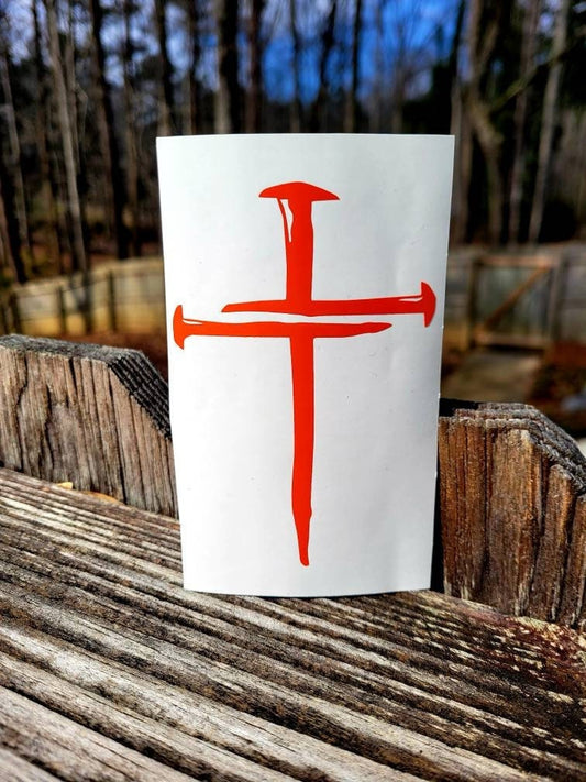 Nail Cross Vinyl Decal for Car, Truck, RV, Camper, Trailer, Laptop