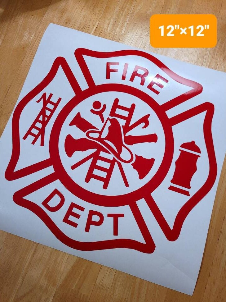 Fire Department Insignia Vinyl Decal Sticker for Car, Truck, RV, Camper, Van, Trailer