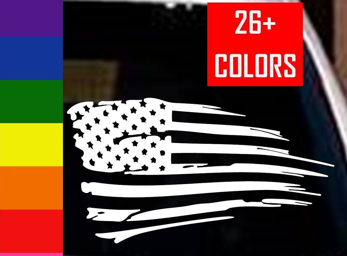 Distressed American Flag Vinyl Decal for Car Truck RV Camper