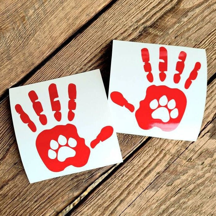 Hand Wave Vinyl Decal with Paw Print