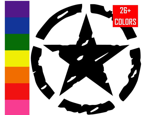 Distressed Army Star Vinyl Decal Sticker for Car, Truck, Camper, RV, Van, Trailer