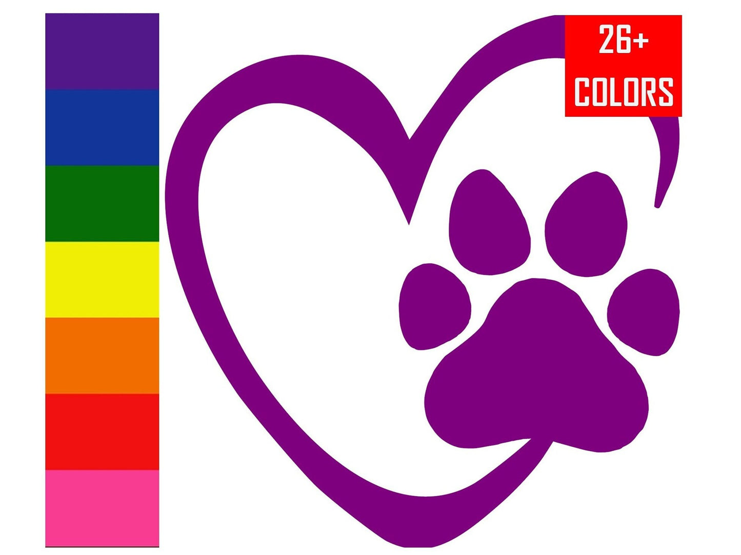 Heart Paw Print Vinyl Decal, Car, Truck Sticker
