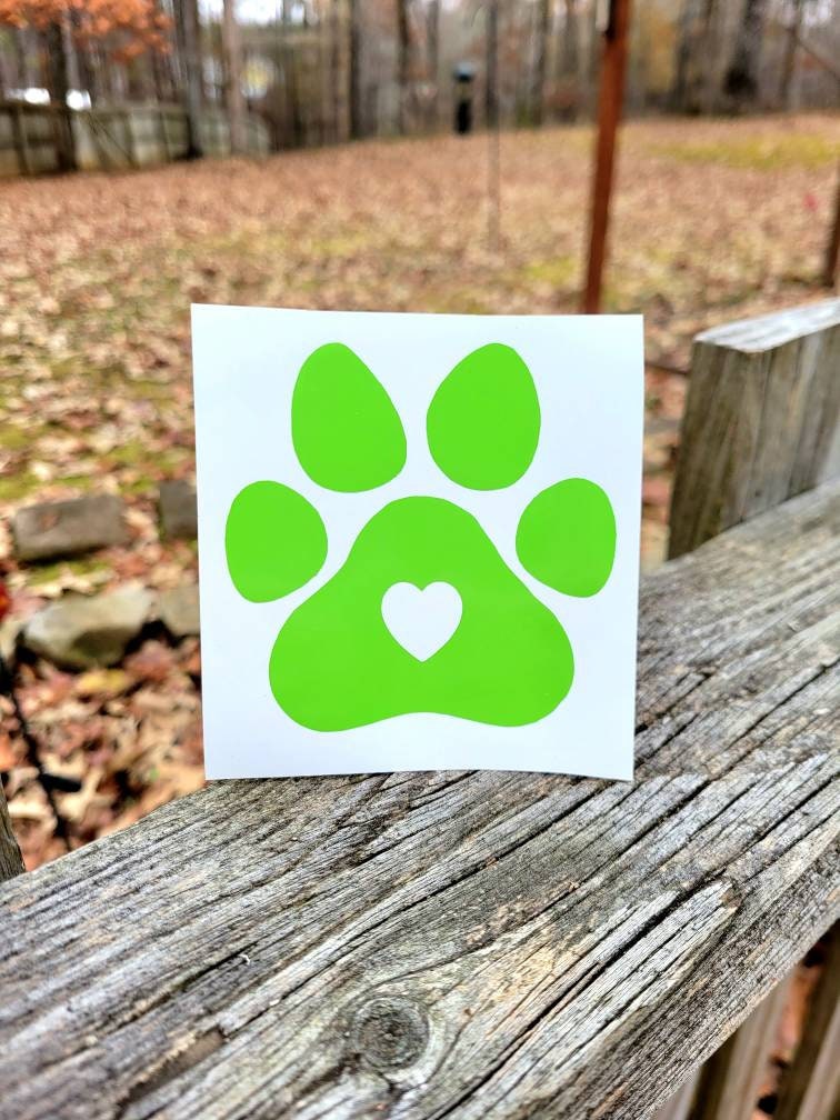Paw Print Heart Vinyl Decal Sticker, Car Truck Window Decor
