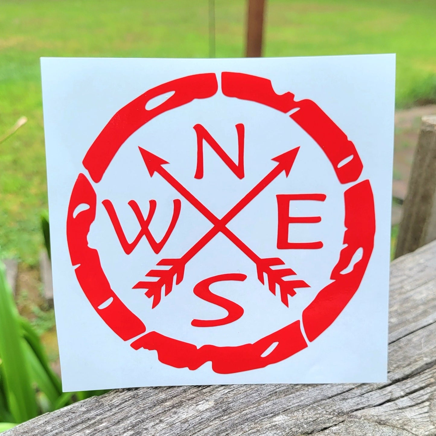 Distressed Compass Vinyl Decal Sticker for Car Truck RV Camper