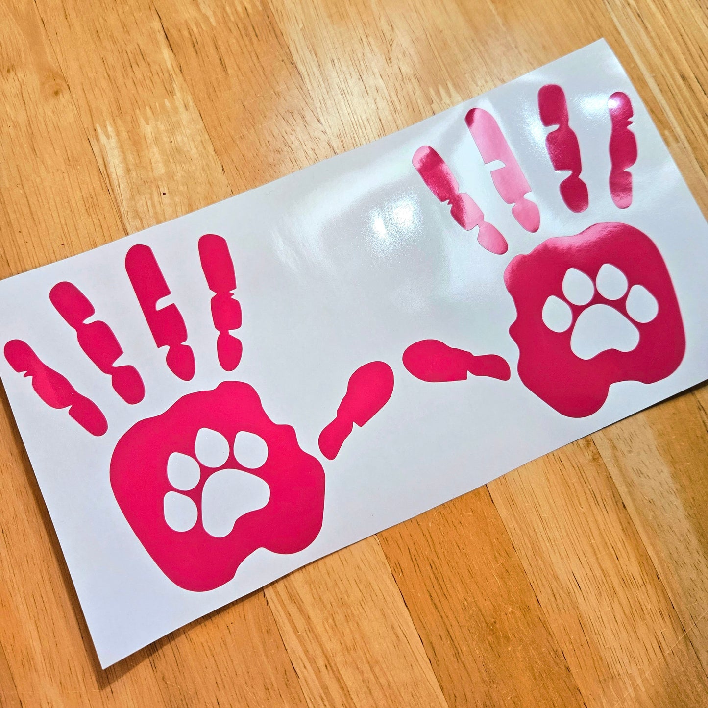 Hand Wave Vinyl Decal with Paw Print