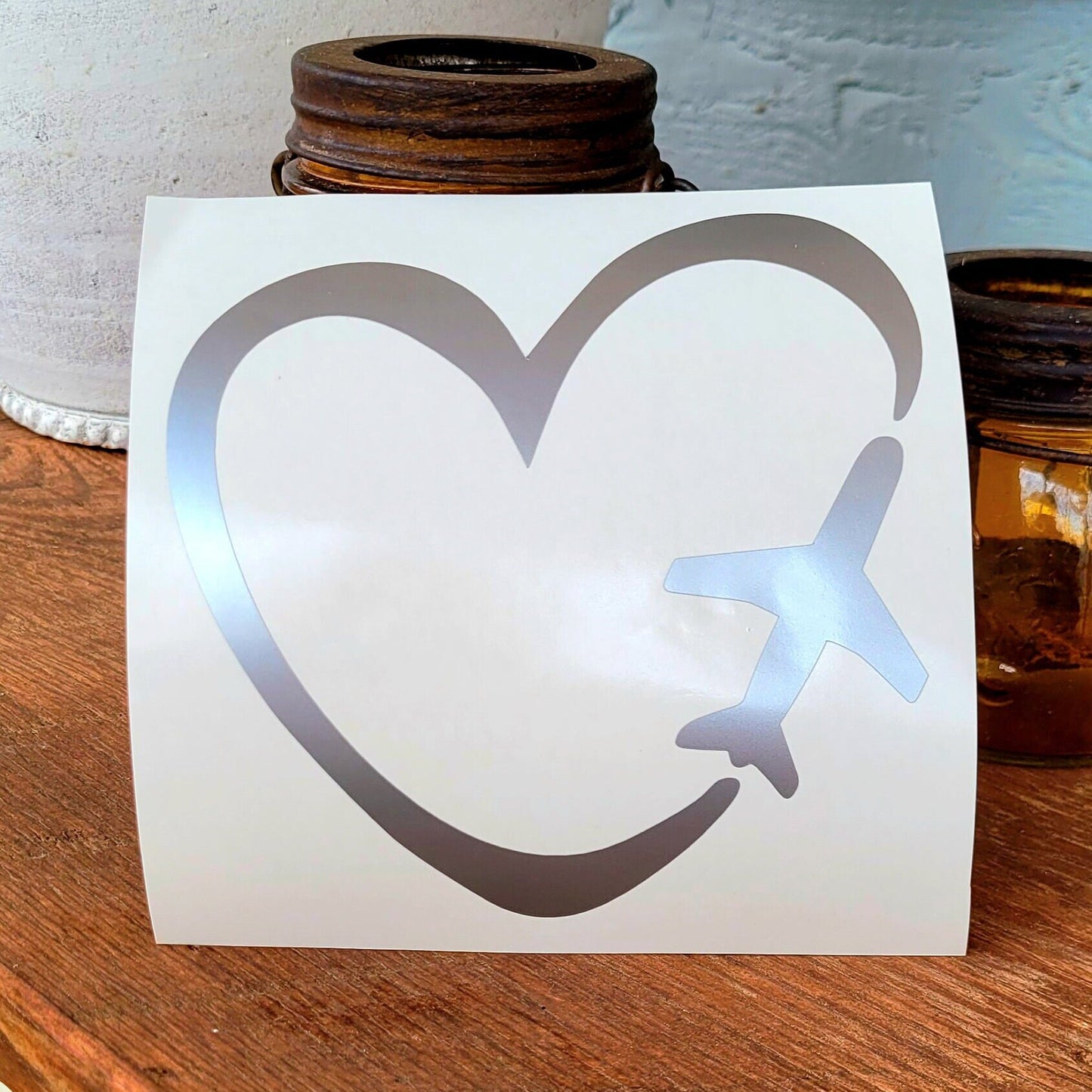 Love to Fly Vinyl Decal, Airplane Heart Sticker, Pilot Gift