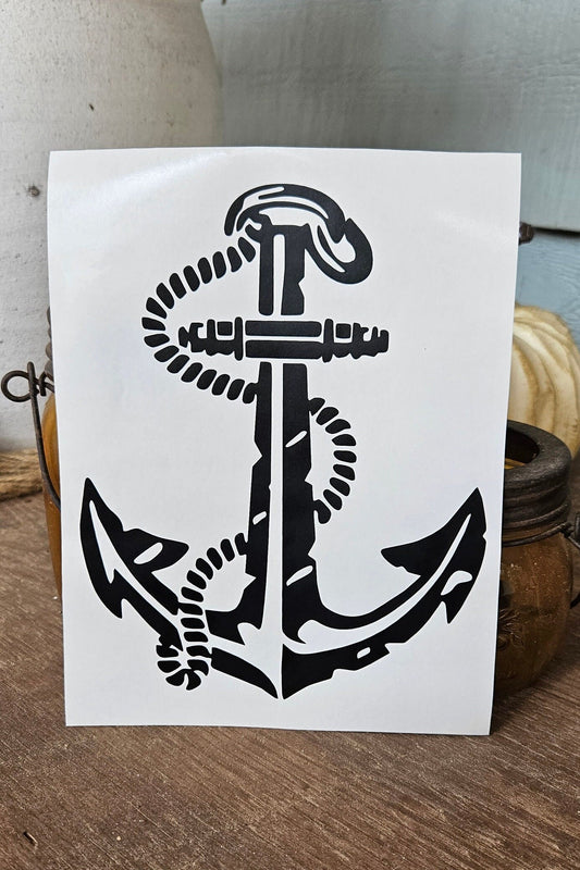 Rustic Anchor Vinyl Decal | Nautical Sticker for Car, Truck, RV