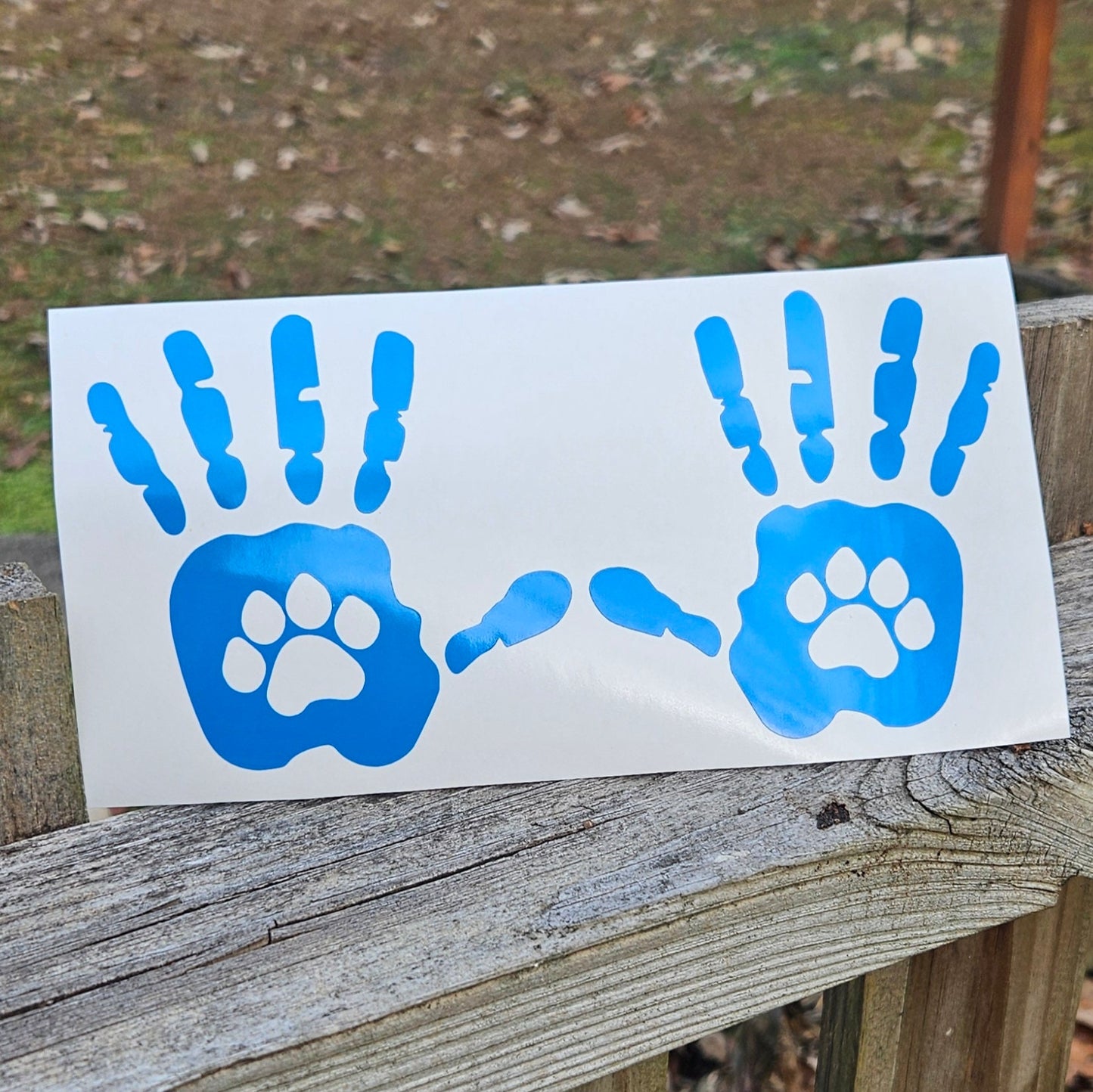 Hand Wave Vinyl Decal with Paw Print