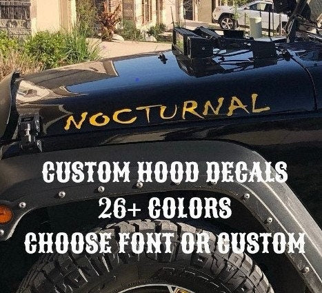 Custom Vinyl Hood Decal Sticker Set | Custom Fender Decal Sticker Set | Choose your font, color and size.