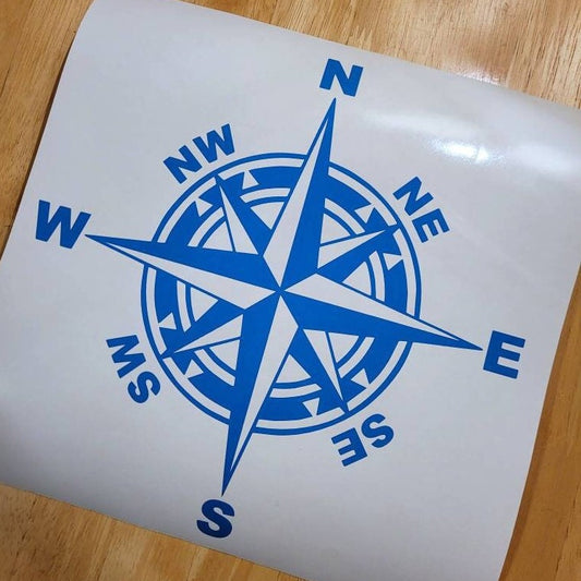 Compass Vinyl Decal Sticker for Car Truck Cup Laptop Tumbler | Nautical Compass Decal | Hiking Sticker | Overlanding Decal | Adventure Decal