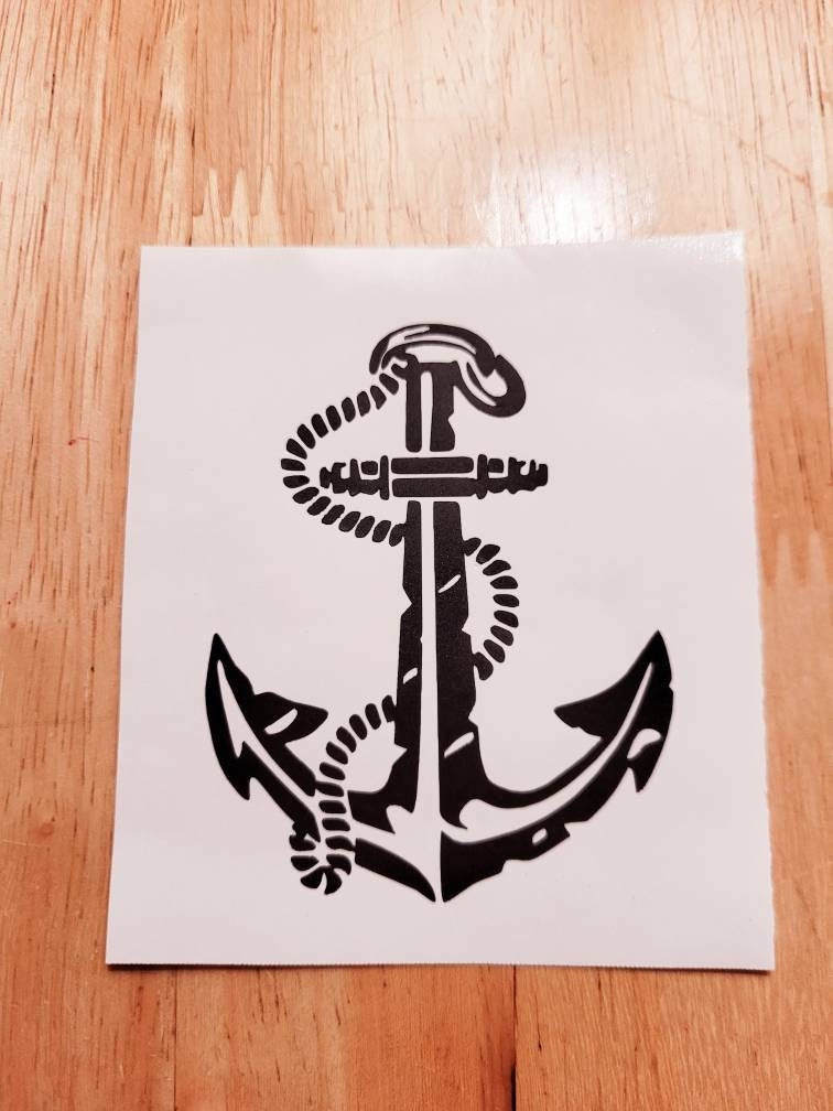 Rustic Distressed Anchor Vinyl Decal Sticker for Car Truck Cup Laptop Window | Nautical Anchor Decal | Ocean Decal Sticker Multiple Colors