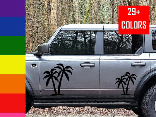 Palm Trees Graphics Vinyl Decal Sticker for Car, Truck, RV, Camper, Trailer | Single Decal or Set available in multiple colors and sizes