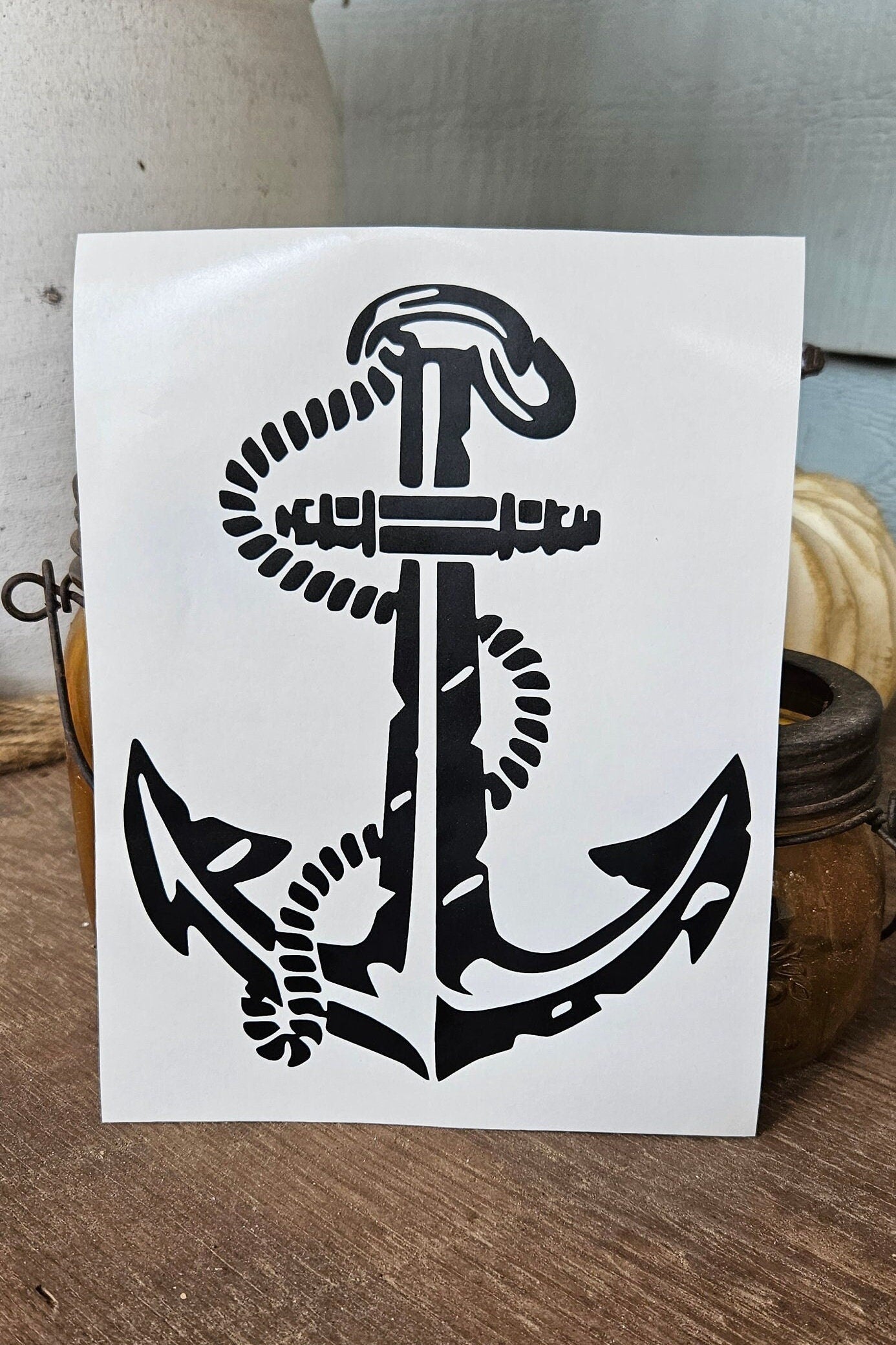 Rustic Distressed Anchor Vinyl Decal Sticker for Car Truck Cup Laptop Window | Nautical Anchor Decal | Ocean Decal Sticker Multiple Colors